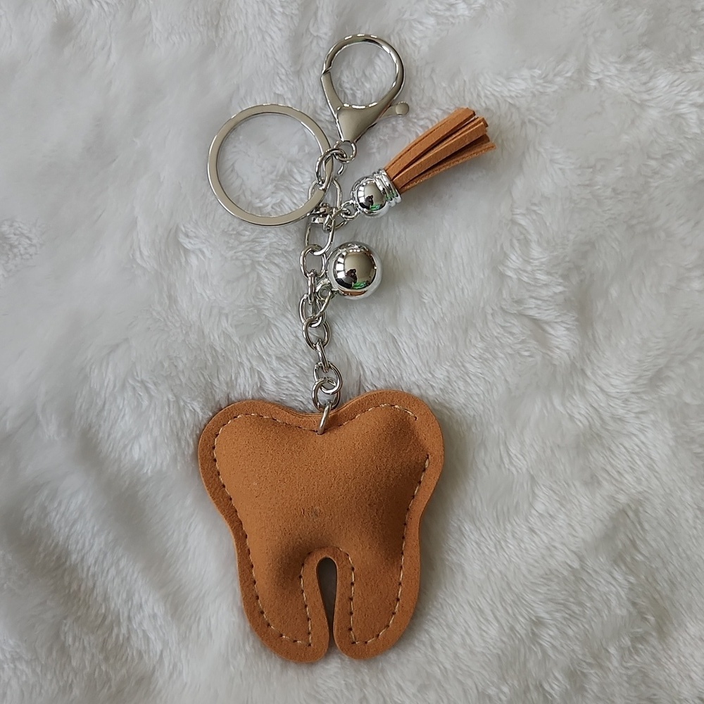 Rhinestone Dental Tooth Keychain with Tassel Bag Charm - Picture 3 of 3